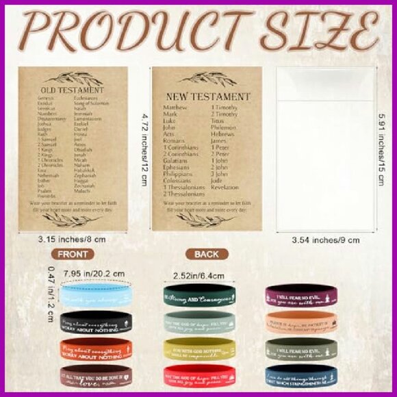 36 Silicone Bible Verse Bracelets with Prayer Cards Church Bulk Set - Picture 3 of 7